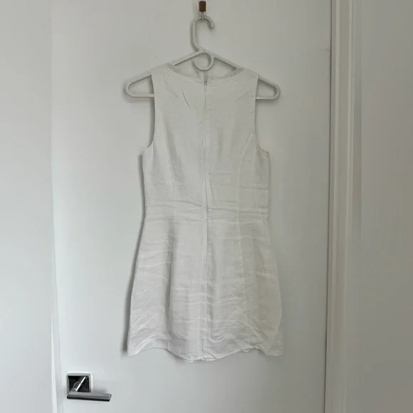 Reformation 2 Reia White Linen Mini Dress Lace Trim Reformation 2 Reia White Linen Mini Dress Lace Trim